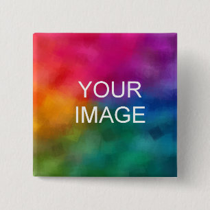 Template Add Your Text Image Photo Business Logo 2 Inch Square Button