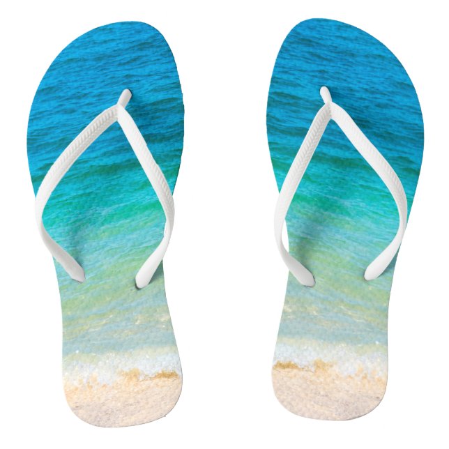 Template Adult Beach Sea Waves Seaside Sand Flip Flops (Footbed)