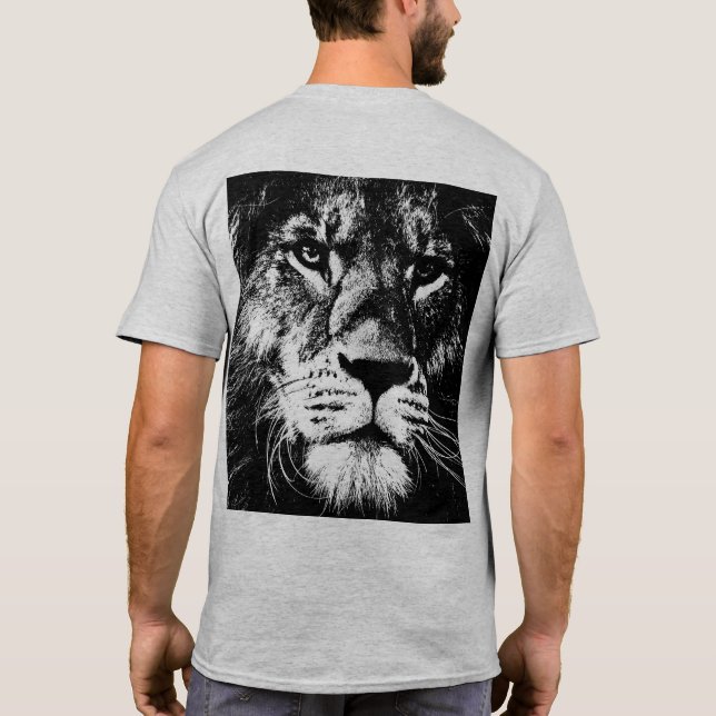 Template Back Side Print Pop Art Lion Face Mens T-Shirt (Back)
