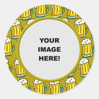 Template, Beer Border Classic Round Sticker