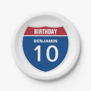 Template BIRTHDAY INTERSTATE STATE DESIGN Paper Plate