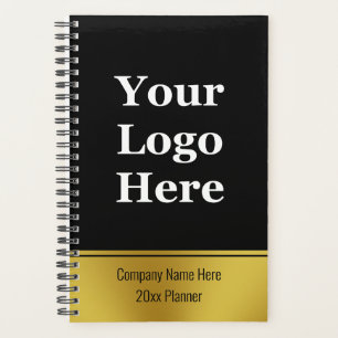 Template Black and Faux Gold Your Logo Here 2025 Planner