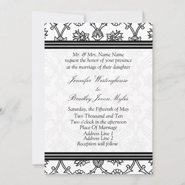 Template Black And White Wedding Invitation (Front)