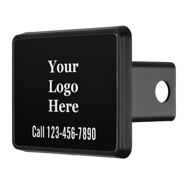 Template Black & White Phone Number Your Logo Here Trailer Hitch Cover (Left)