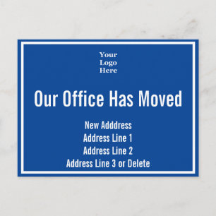 Template Blue and White Office Moving Announcement Postcard