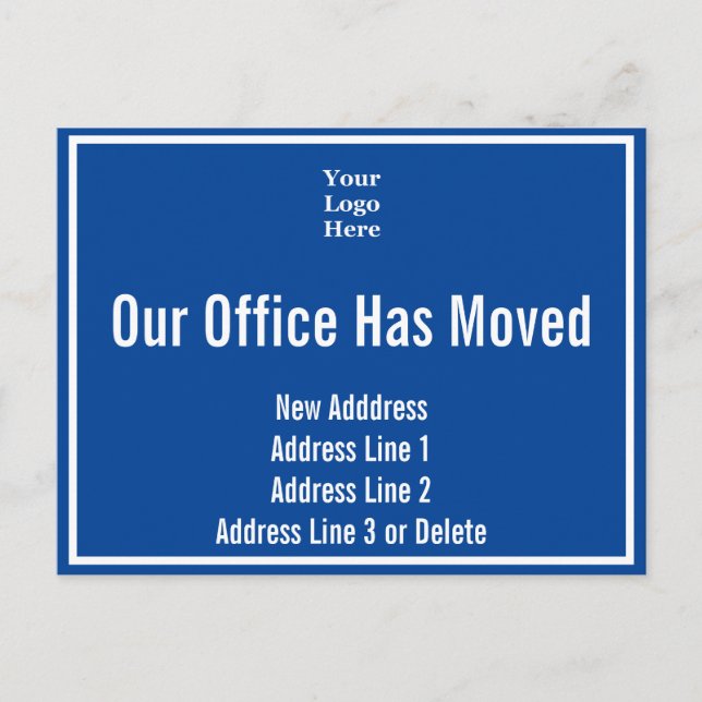 Template Blue and White Office Moving Announcement Postcard (Front)