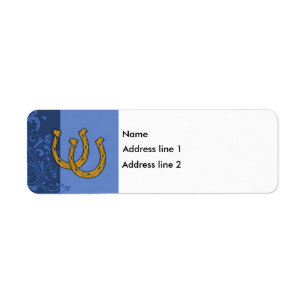 Template - Blue Floral Label Horseshoe