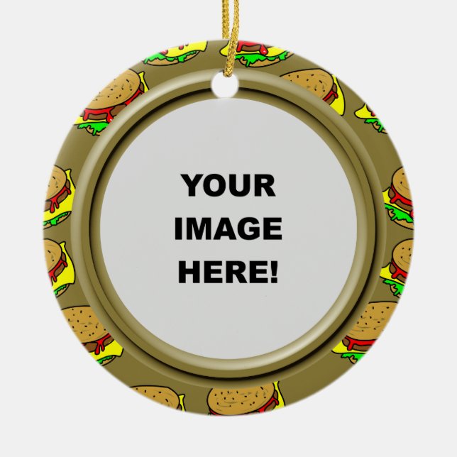 Template, Burger Border Ceramic Ornament (Front)