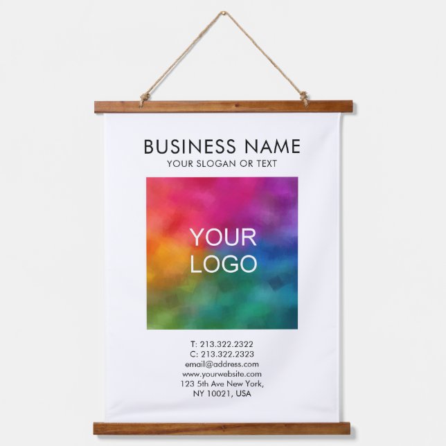 Template Business Company Logo Text Promotional Hanging Tapestry (Front)