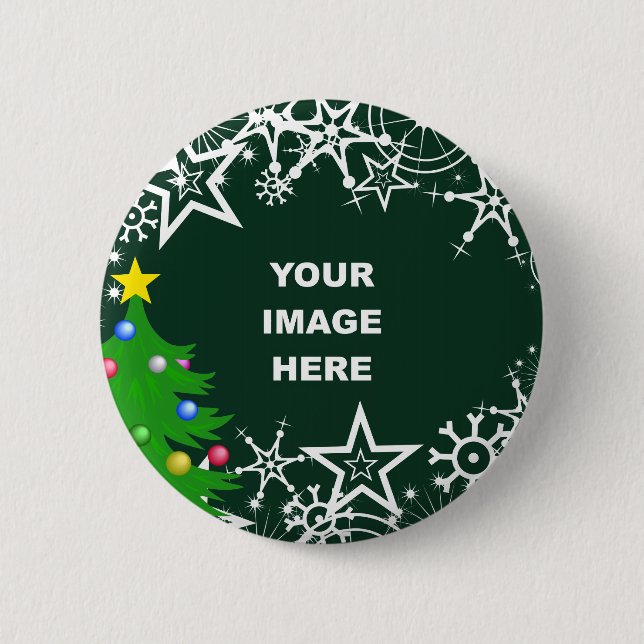 Template, Christmas Snowflake Border 2 Inch Round Button (Front)