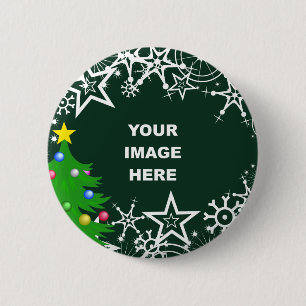Template, Christmas Snowflake Border 2 Inch Round Button