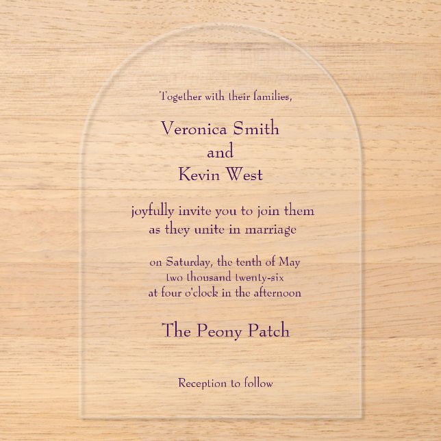 Template Clear Acrylic Wedding Invitation (Front)