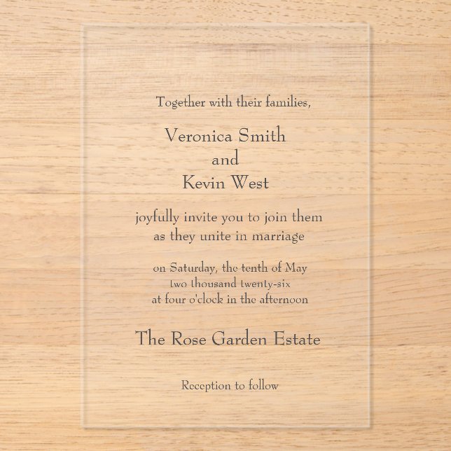 Template Clear Acrylic Wedding Invitation (Front)