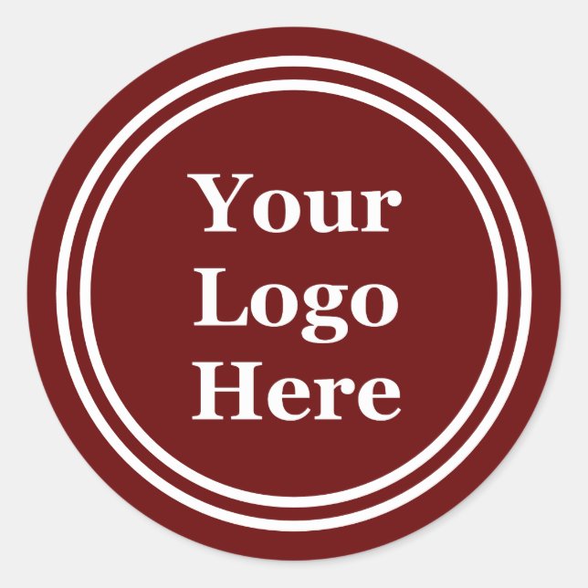 Template Dark Red and White Your Logo Here Classic Round Sticker (Front)