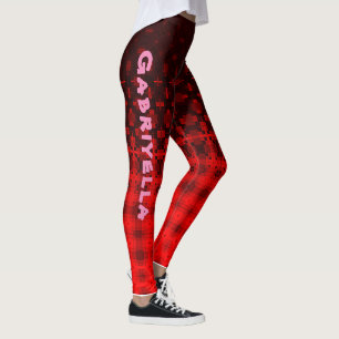 Template DIY Red Patterned Design Leggings