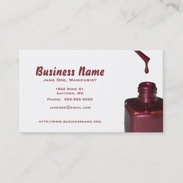 Template Dripped Red Nail Polish Business Card (Front)