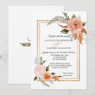 TEMPLATE Elegant Rustic Fall Floral Gold Wedding