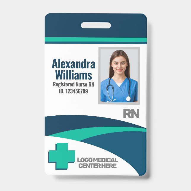 Template Employee Photo Nurse ID Badge (Front)