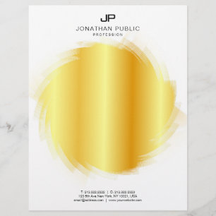 Template Faux Gold Elegant Monogram Glamour Letterhead