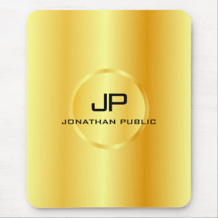 Template Faux Gold Modern Elegant Monogram Mouse Pad
