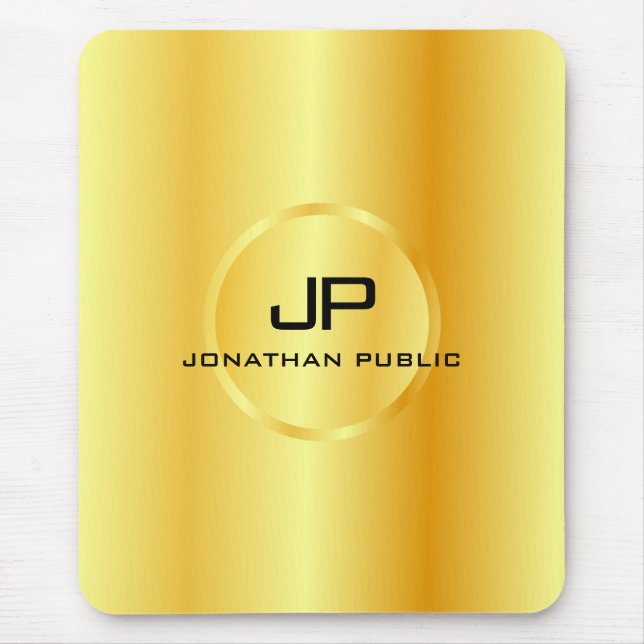 Template Faux Gold Modern Elegant Monogram Mouse Pad (Front)