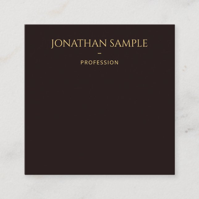 Template Faux Gold Text Elegant Black Velvet Square Business Card (Front)