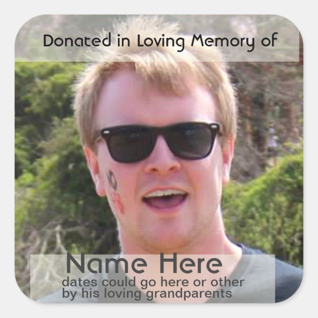 Template for  Donation Bookplate Square Sticker (Front)