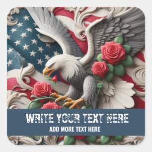 Template for Patriotic American Flag Eagle Sticker