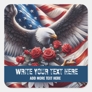 Template for Patriotic American Flag Eagle Sticker