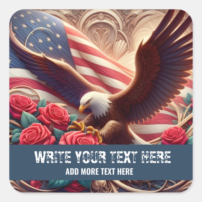 Template for Patriotic American Flag Eagle Sticker (Front)