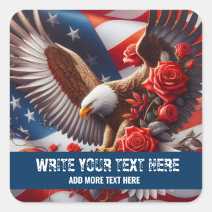 Template for Patriotic American Flag Eagle Sticker