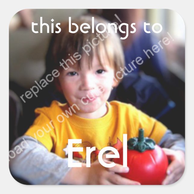 Template for Square Photo Customized Bookplate Sticker (Front)