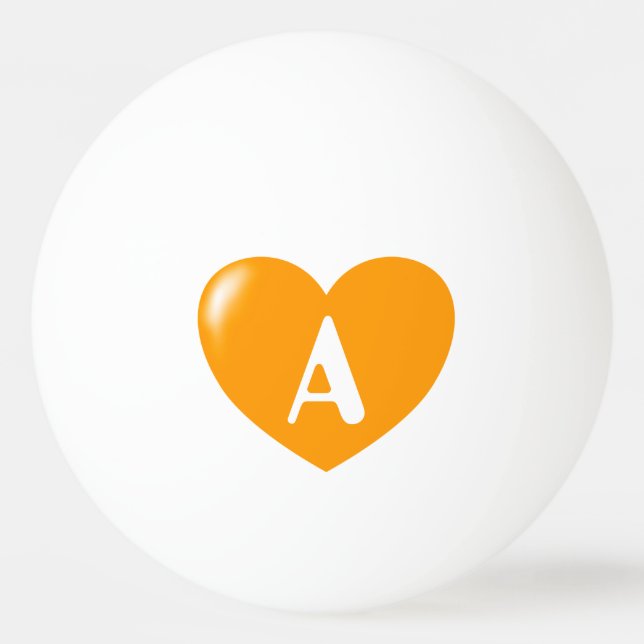 Template For Your Monogram Big Orange Heart  Ping Pong Ball (Front)
