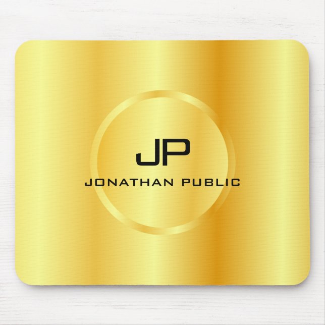 Template Gold Look Modern Elegant Monogram Mouse Pad (Front)