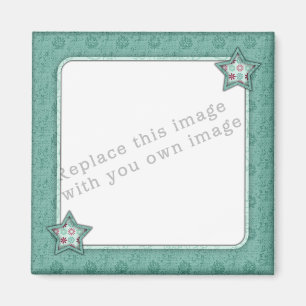 Template - Green Star Frame Design Magnet