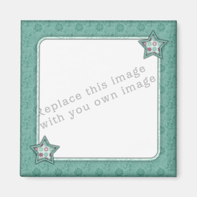 Template - Green Star Frame Design Magnet (Front)