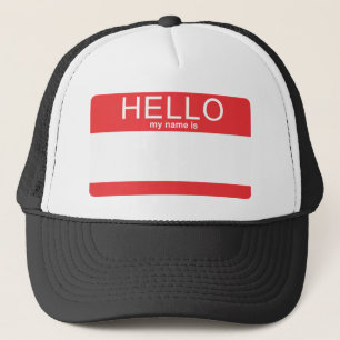 Template Hello My Name Is Trucker Hat