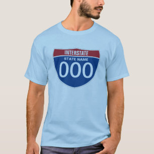 Template INTERSTATE SIGN STATE NAME THREE DIGITS T-Shirt