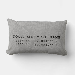 Template Map & Custom Coordinates   Light Gray Lumbar Pillow