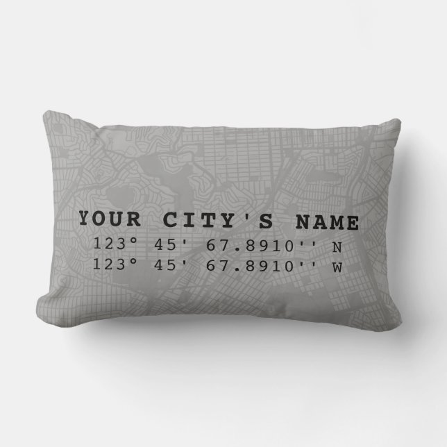 Template Map & Custom Coordinates | Light Grey Lumbar Pillow (Front)