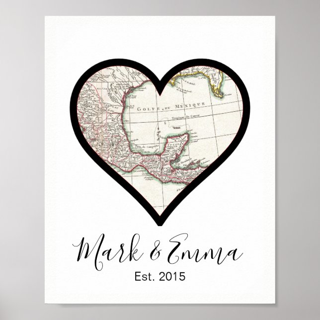 Template Mexico honeymoon wedding gift couple name Poster (Front)