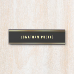 Template Modern Black And Gold Customizable Door Sign