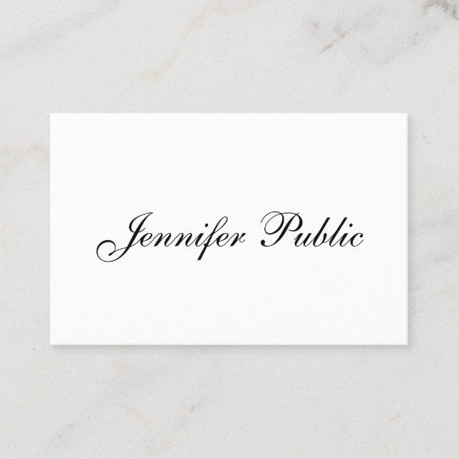 Template Modern Handwritten Script Elegant Simple Business Card (Front)