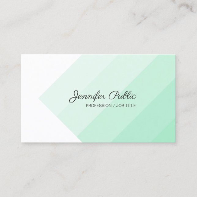 Template Modern Trendy Mint Green White Business Card (Front)