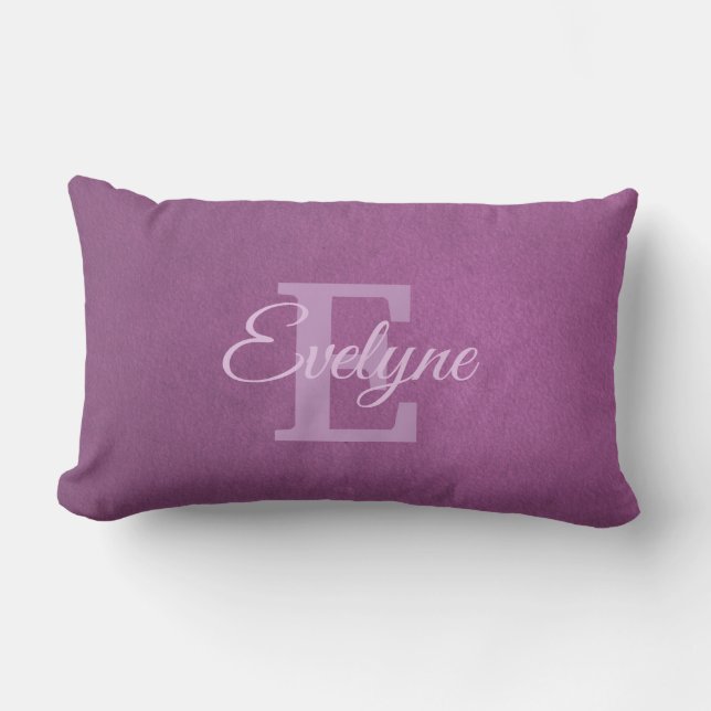 Template Name Monogram Letter E Hand Script Chic Lumbar Pillow (Front)