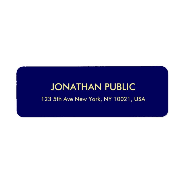 Template Navy Blue Faux Gold Font Return Address (Front)