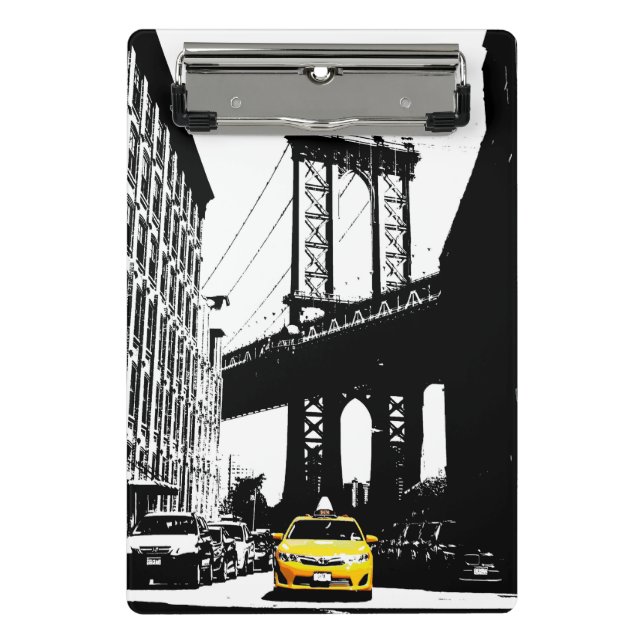 Template Nyc Yellow Taxi Brooklyn Bridge New York Mini Clipboard (Front)