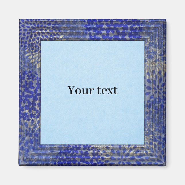 Template - Pastel blue with Medium blue frame Magnet (Front)