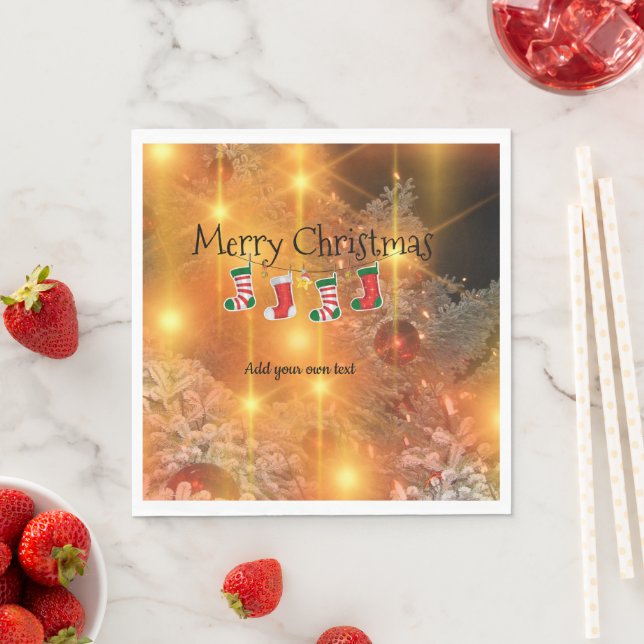 Template personalize, Golden Christmas  Napkin (Insitu)