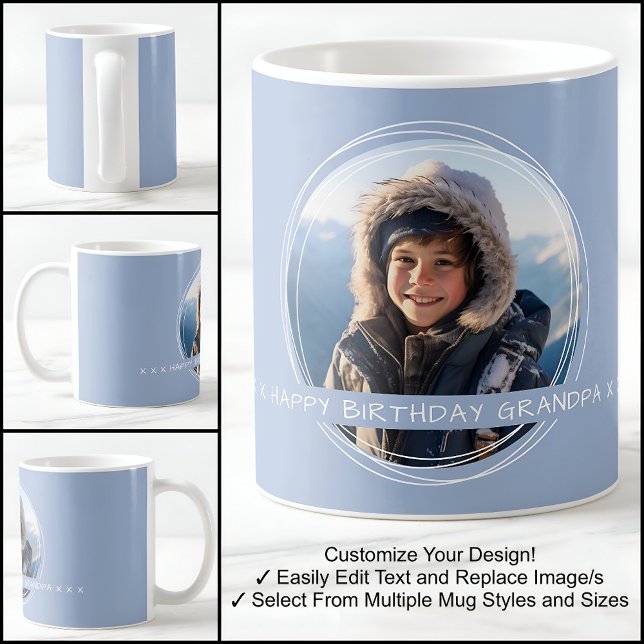 Template Photo Message Keepsake Grandpa Blue C410 Coffee Mug (Creator Uploaded)